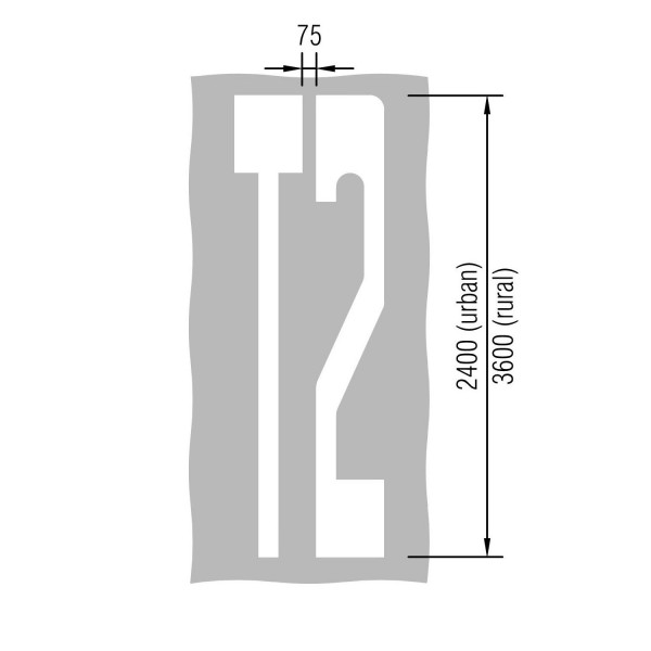 Illustration of  T2 symbol with dimensions