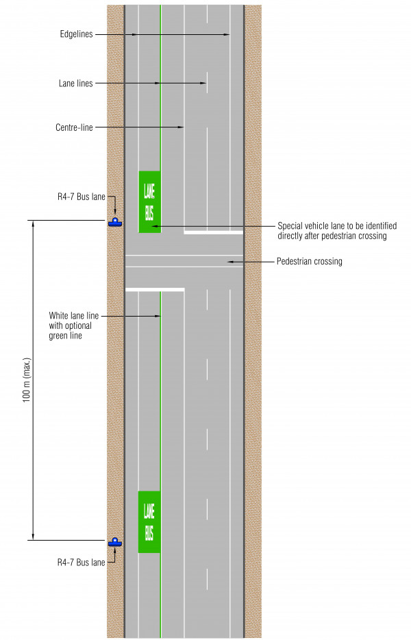 Layout of mid-block pedestrian crossing