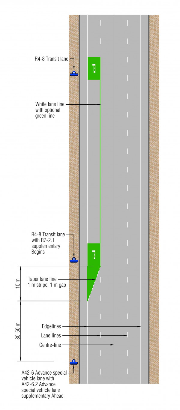 Layout for transit lane