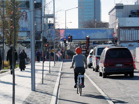 Example of cycle paths in Colombo Street Christchurch