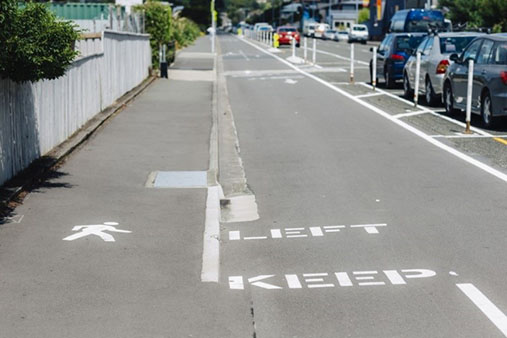 Example of cycle paths in St Vincent Street Nelson