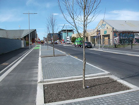 Example of cycle paths in Tuam Street Christchurch