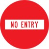 Traffic sign which says no entry on a red background
