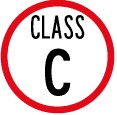 Traffic sign which says class c and it has red border