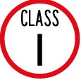 Traffic sign which says class i and it has red border