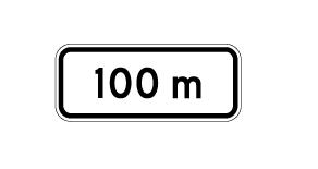 Traffic sign which says 100 m and it has black border