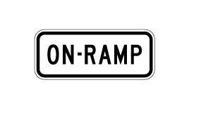 Traffic sign which says on-ramp and it has black border