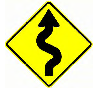 Reverse curve arrow (less than 1km in extent)