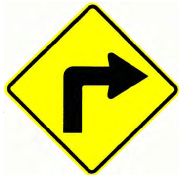Sharp curve arrow - 90 degrees, to the right or left