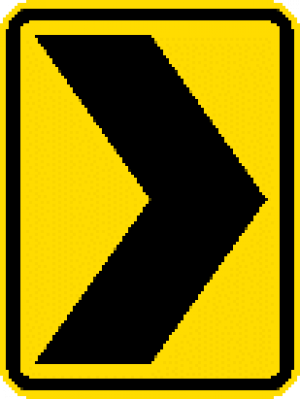Chevron curve indicator  - black on yellow