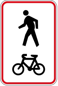 Cycle sign for shared path with a pedestrian icon and a bicycle icon underneath