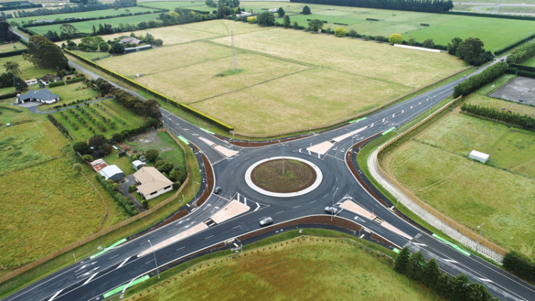 aerial view of shands and blakes road upgrade roundabout