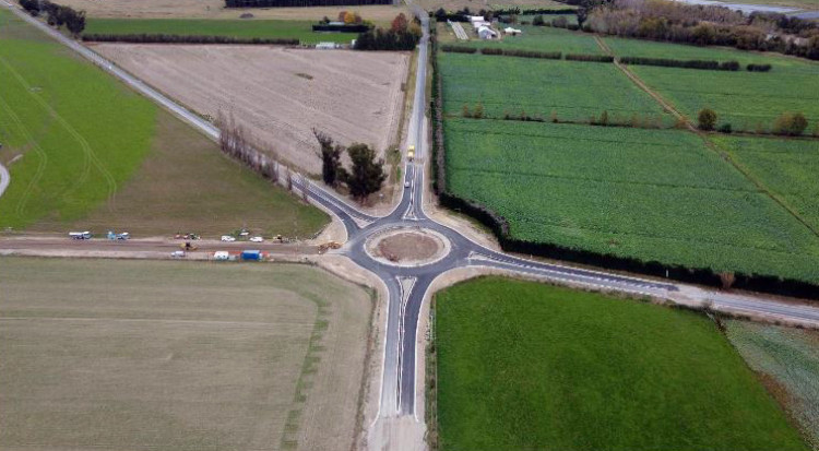 aerial view of roundabout intersection improvements in timaru