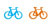 One blue bike and one extra orange bike