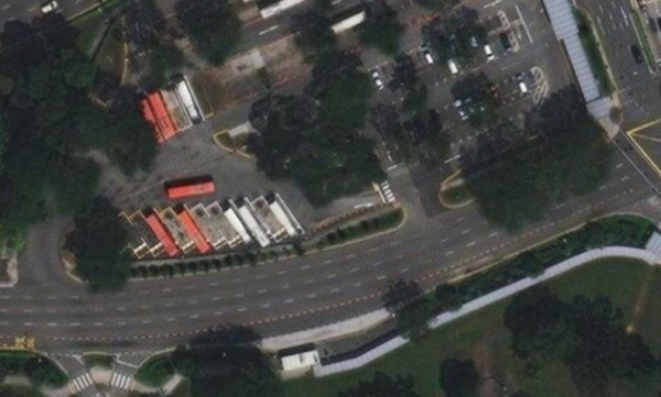 aerial view of off street angled bus parking in Singapore