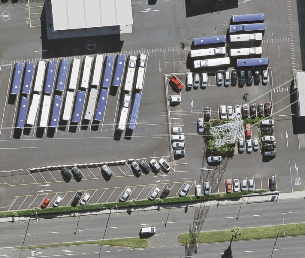 aerial view of off street angled bus parking onehunga auckland