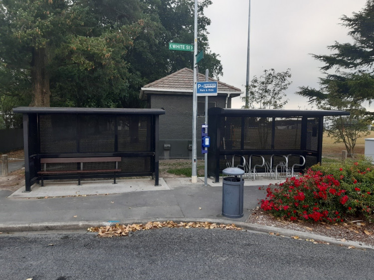 parking facility example where the cycle parking station is next to a bus stop