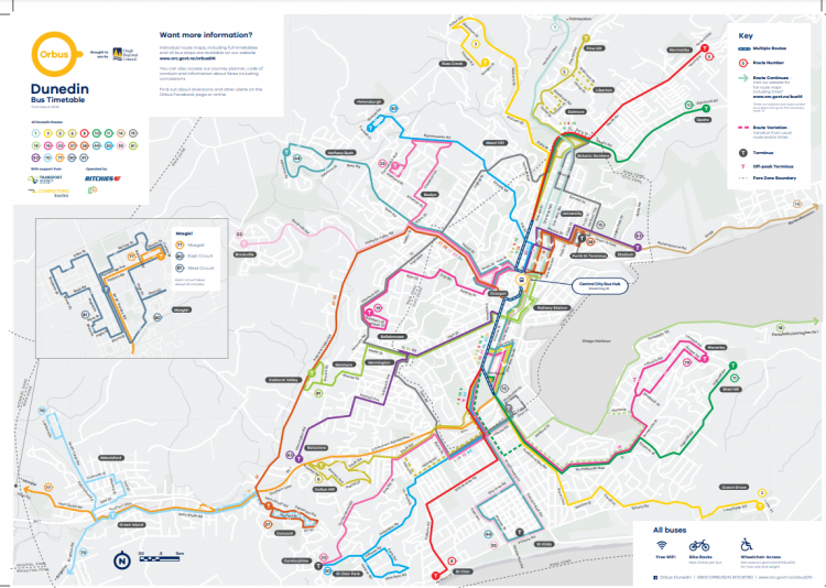 Dunedin bus network map