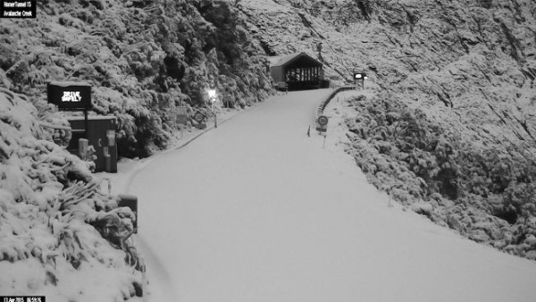 Western entrance of the Homer Tunnel around 7am.