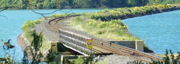 Existing causeway near the harbour edge used by KiwiRail.
