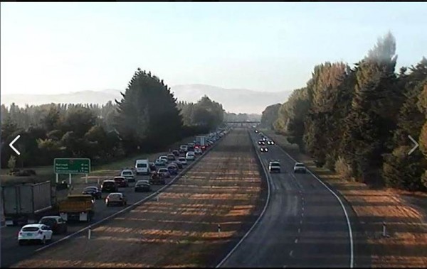 Morning congestion on Christchurch’s Northern Motorway. 