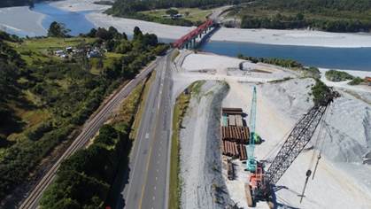 Aerial image taken of the work site March 2017 from the Greymouth side.