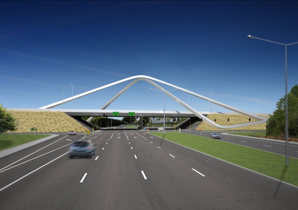 Artist’s impression of the completed Russley Road/ Memorial Ave Arches