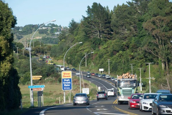 Vehicles travelling along State Highway 2