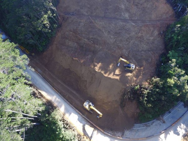Excavators at work on the Lemons Hill slip