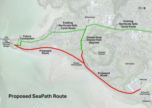 map of proposed SeaPath route on North Shore