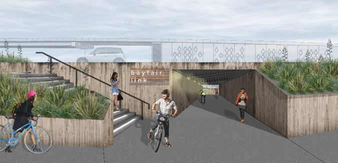 Artist’s impressions of what the new Bayfair underpass could look like.