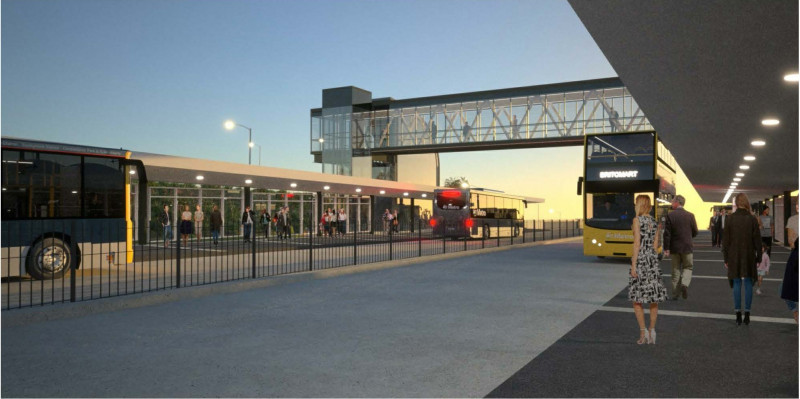 An artist’s impression of the upgraded Constellation Bus Station on the extended Northern Busway