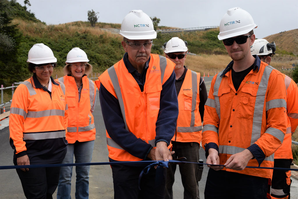 Hurunui District Councillor Ross Barnes formally opened the bridge with the NCTIR crew