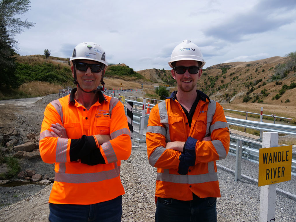 NCTIR Senior Project Engineer Dean Ewen and Project Engineer Jordan Smith at the newly opened Wandle 