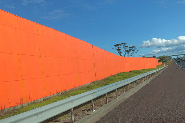 One of the noise protection walls on SH18 that was built in 2011.Caption: One of the noise protection walls on SH18 that was built in 2011.