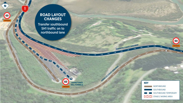 Road layout changes near Johnstones Hill Tunnels