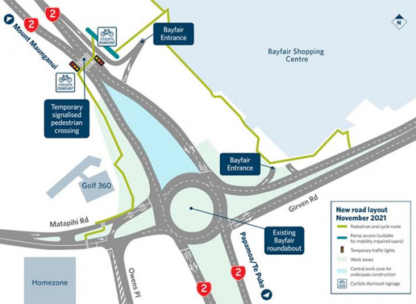 Map showing new road layout around the existing Bayfair roundabout