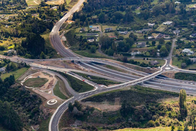 Photo of interchange roads under construction in Hamilton, Waikato Expressway