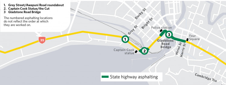 Gisborne asphalting programme map