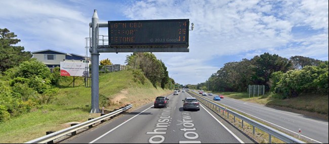 An electronic sign on state highway road