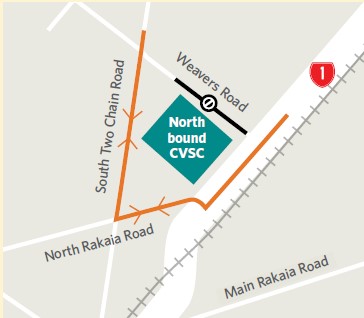 Map showing a detour route when Weavers Road is closed around CVSC