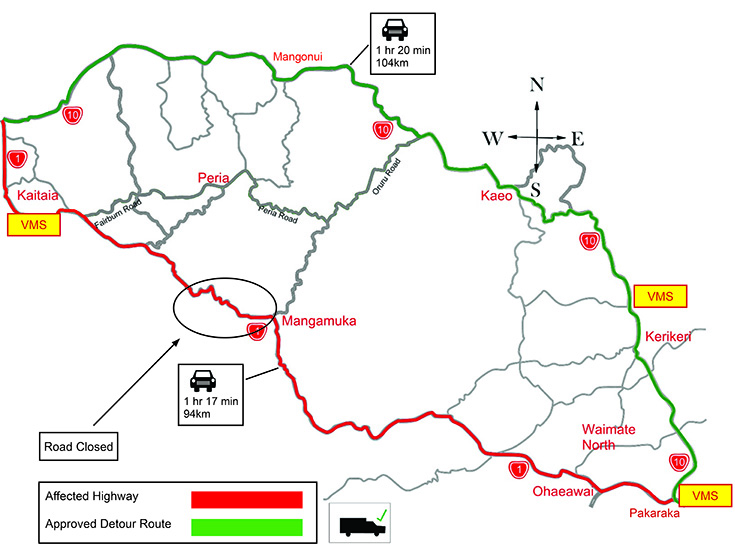 Mangamuka Gorge closure map
