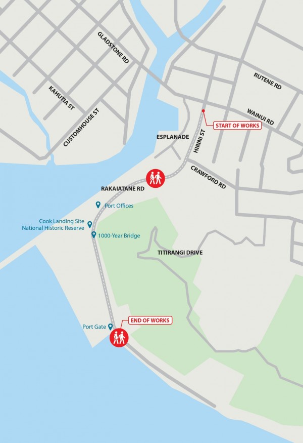 Map showing area of works on Rakaiatane Road.