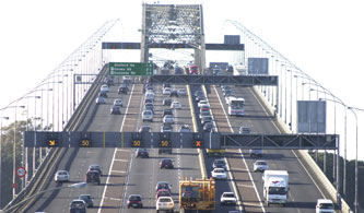 Northbound traffic on the Auckland Harbour Bridge.