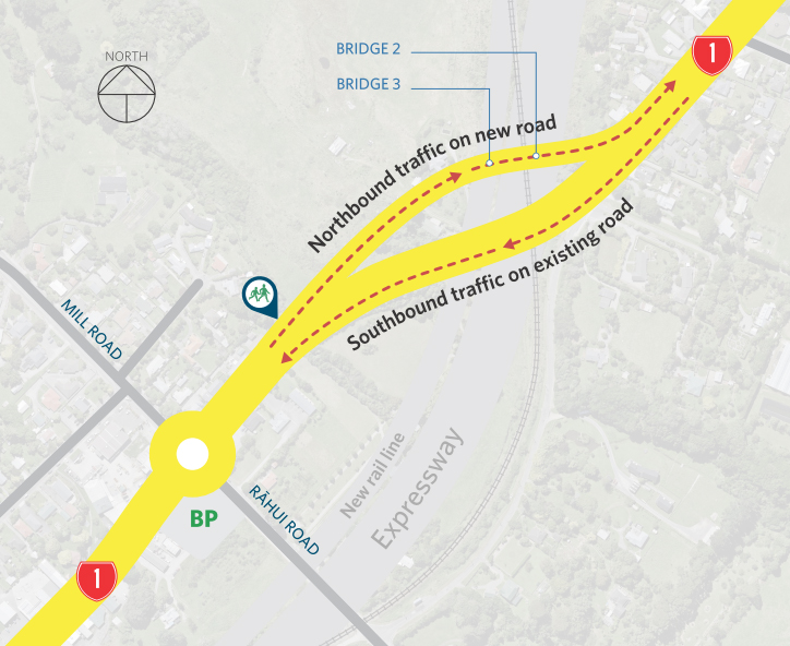 Road layout changes for SH1, north of Ōtaki