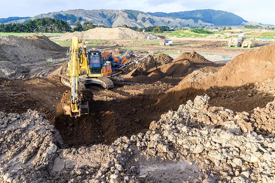 Diggers working on the new expressway near Te Horo.