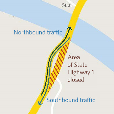 Map showing diversion route