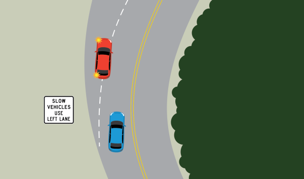 Approaching a slow vehicle lane illustration