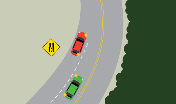 Exiting a slow vehicle lane illustration