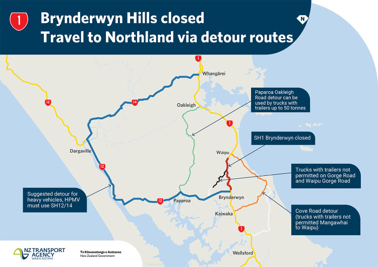  Map showing planned closures and suggested detour on State Highway 14 and State Highway 12